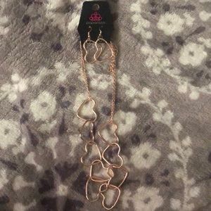Paparazzi heart necklace and earring set
